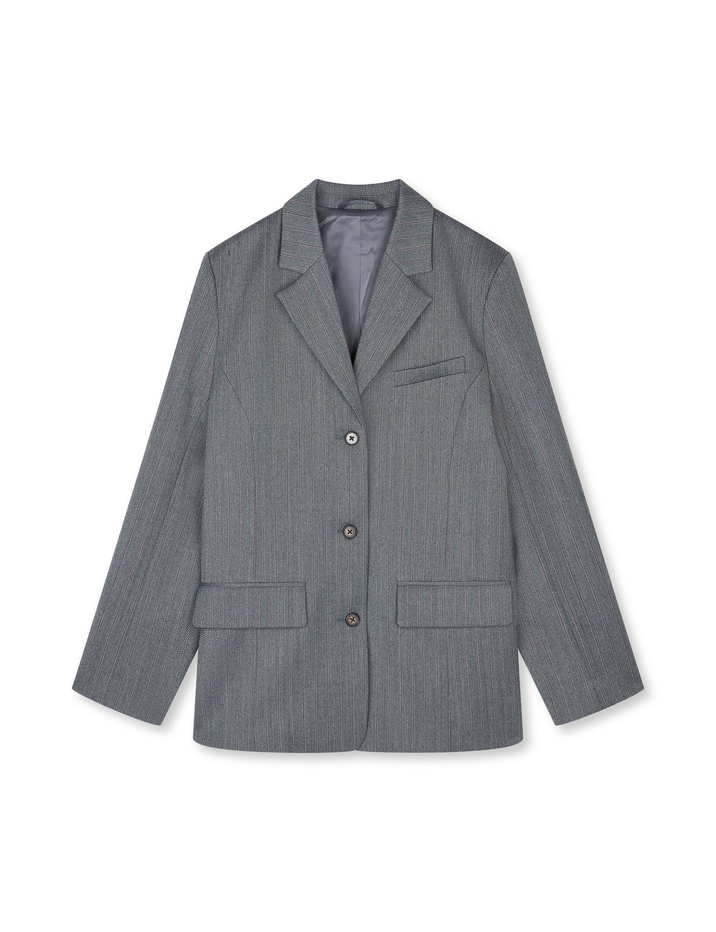 Herringbone Pin Less Blazer, Dark Grey Melange/Winetasting