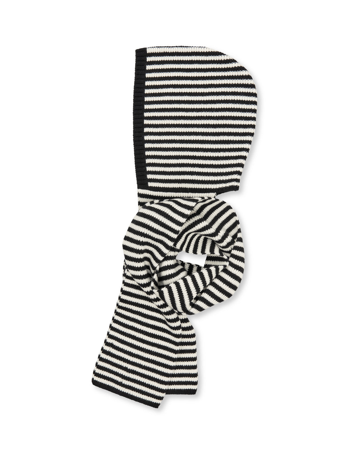 One Wool Freja Hooded Scarf, Black/Vanilla Ice