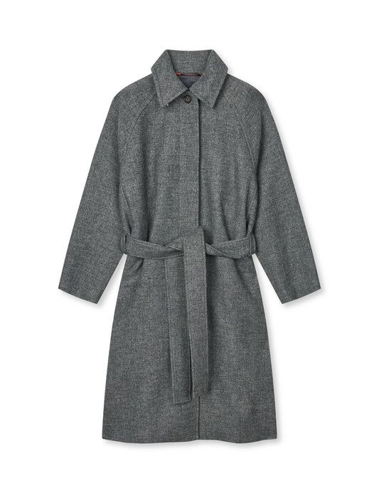 Bond Wool Ingeborg Coat, Dark Grey Melange