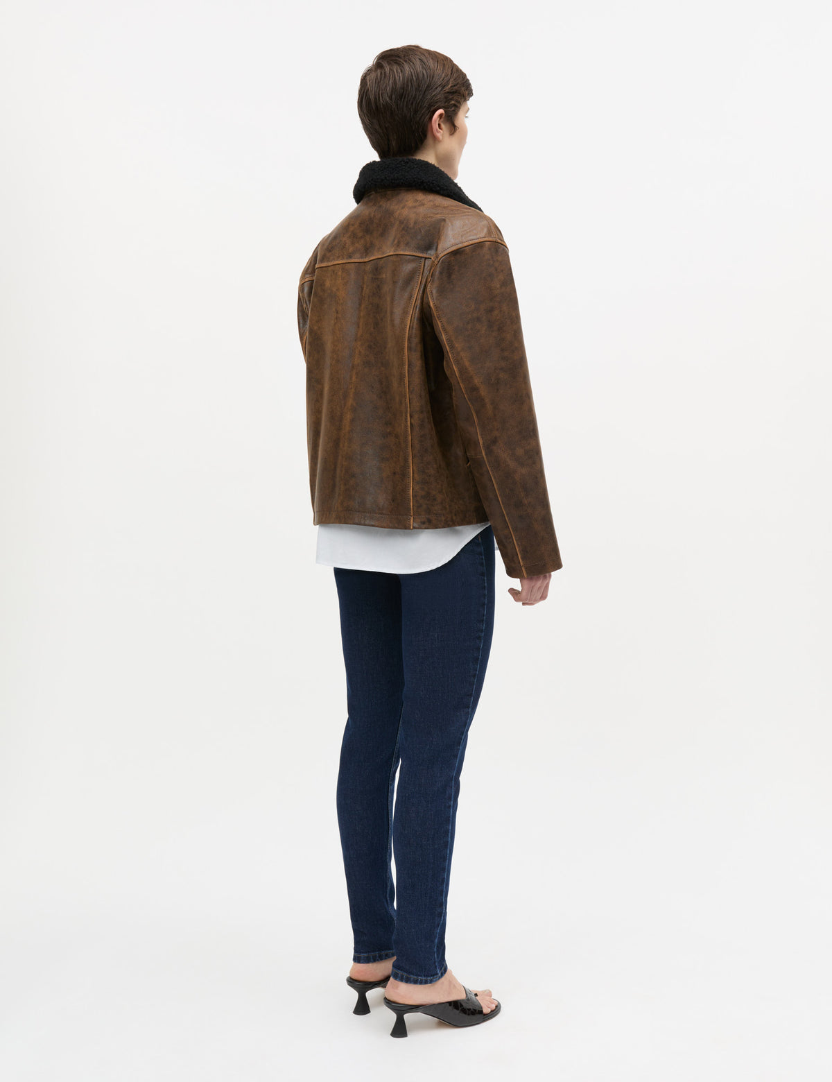 Worn Leather Patricia Jacket, Cocoa