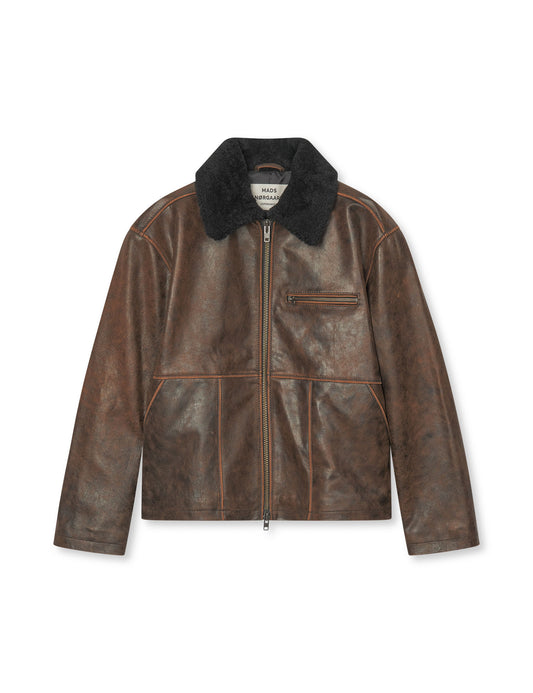 Worn Leather Patricia Jacket, Cocoa