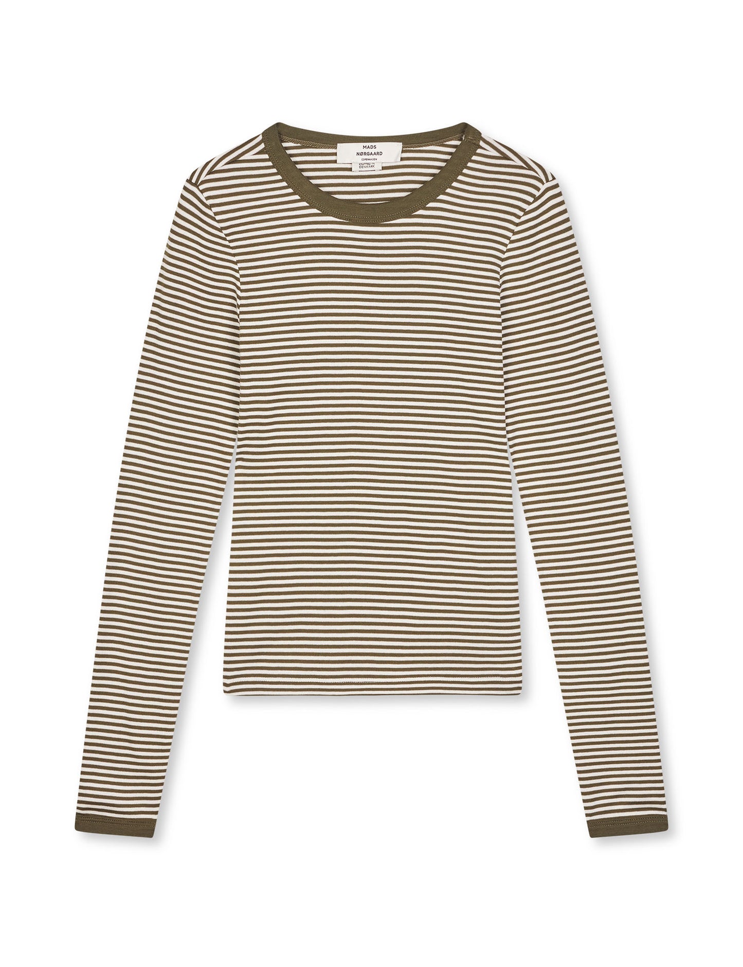 Grace Jersey Stripe Camille Tee LS, White/Tarmac
