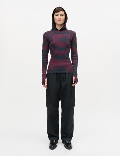 2x2 Cotton Stripe Tutti Hood, Sky Captain/Winetasting