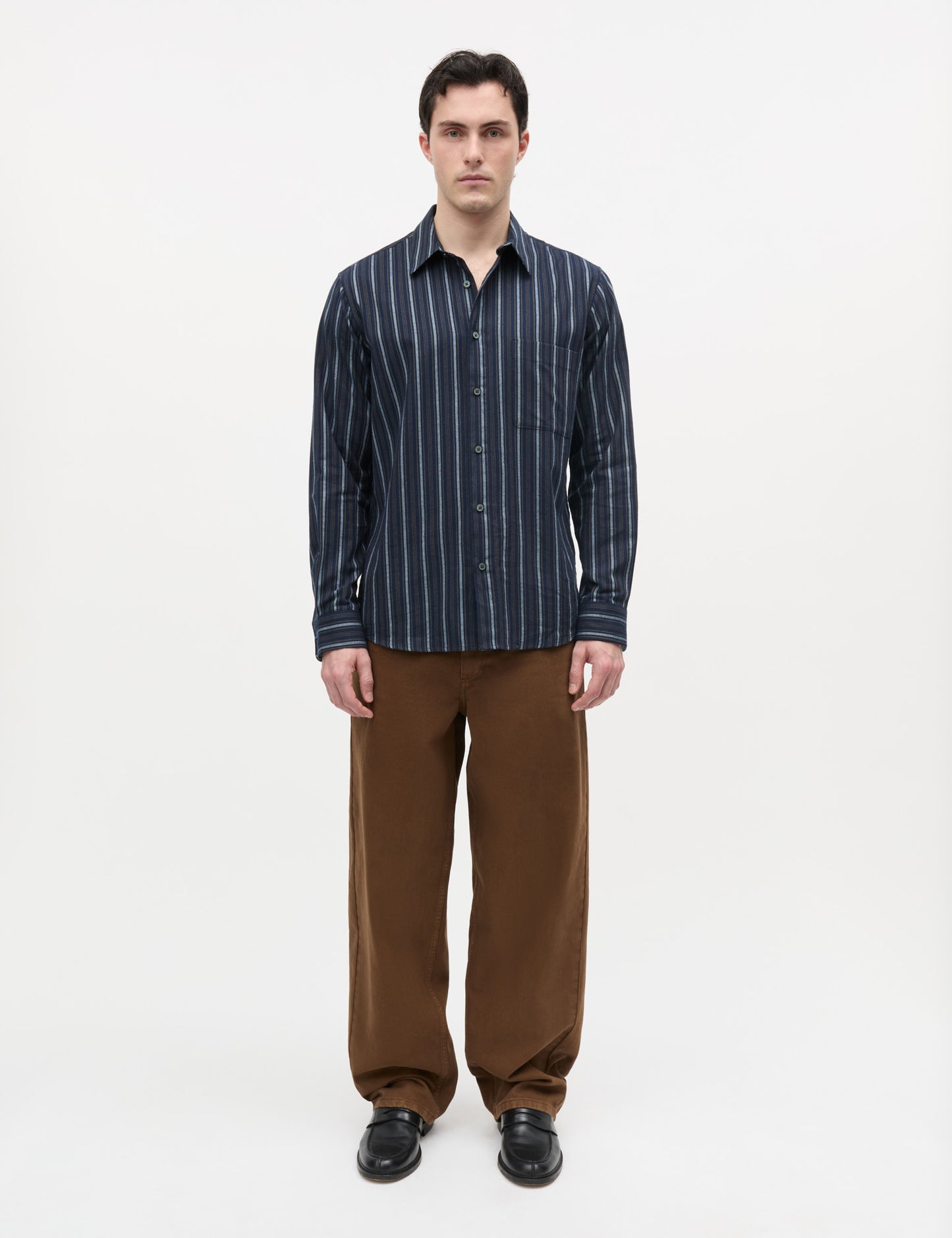 Flannel Stripe Sune Shirt, Sky Captain/Tarmac/Cashmere Bl