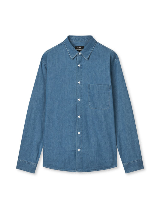 Sky Denim Sune Shirt, Mid Blue Wash