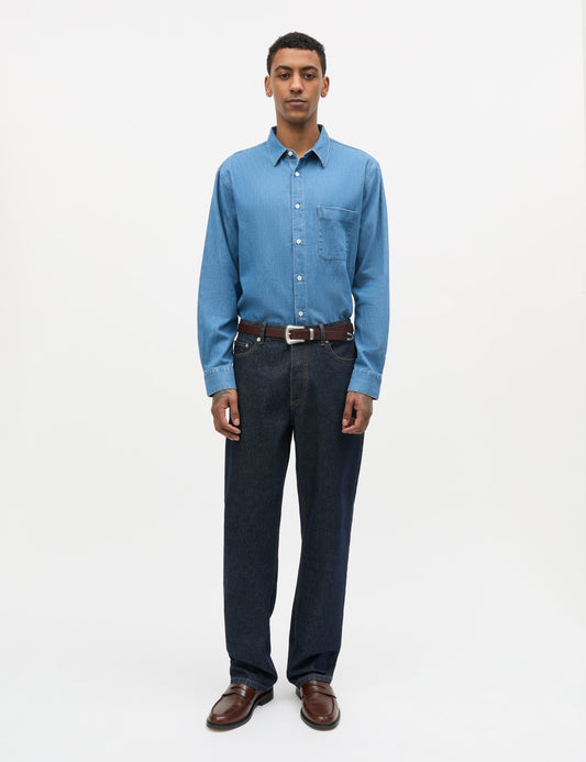 Sky Denim Sune Shirt, Mid Blue Wash