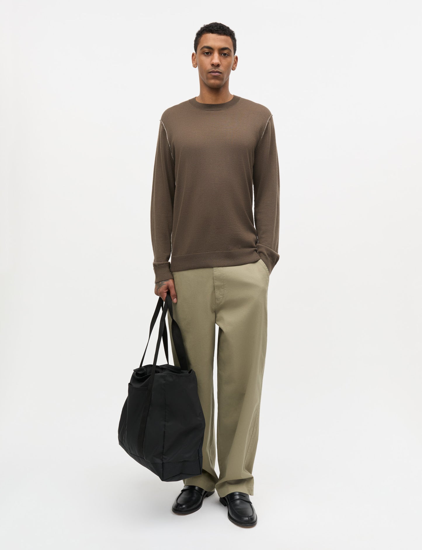 Merino Wool Contrast Jules Knit, Tarmac