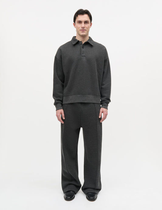 Standard Bram Polo Sweat, Dark Grey Melange