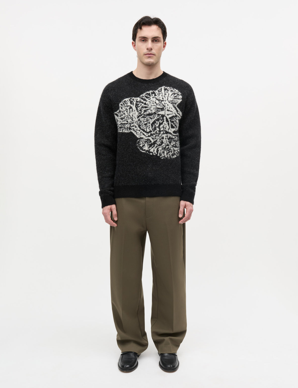 Alpaca Wool Vilhelm Flower Knit, Black