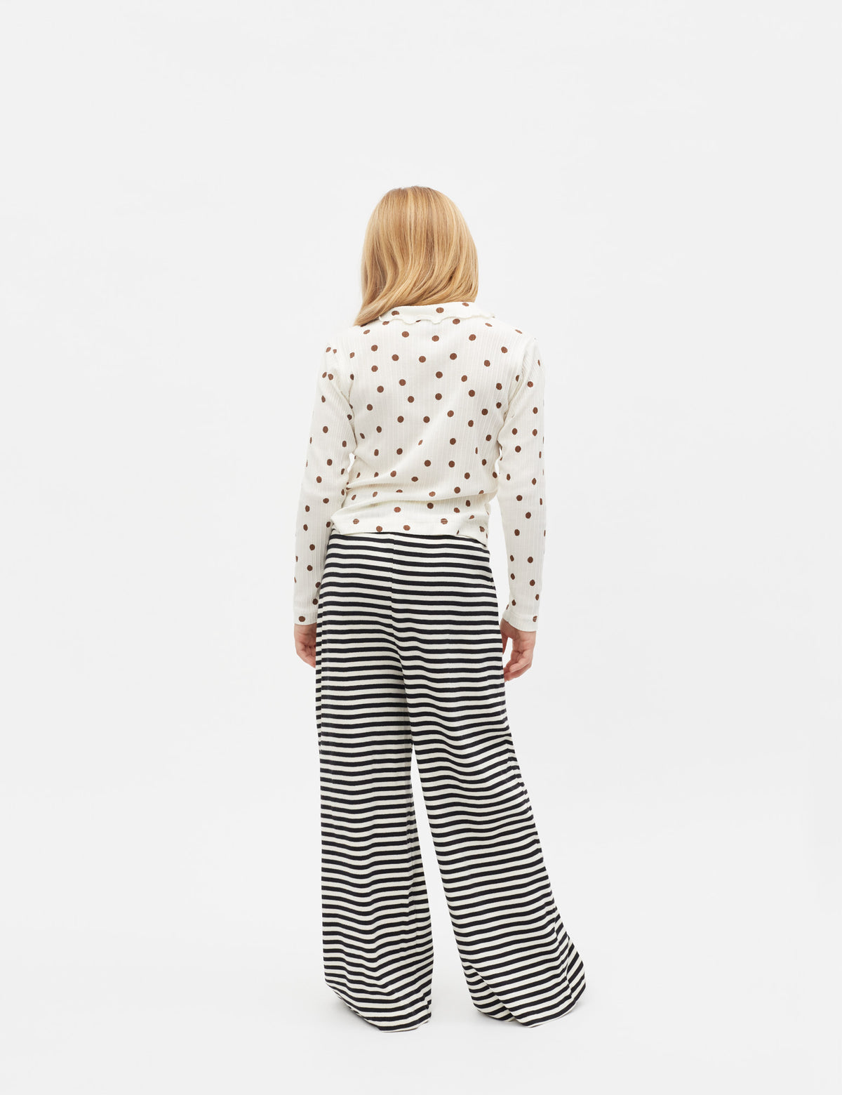 Pointella Lakita Polo Tee L/S AOP, Vanilla Ice/Cocoa