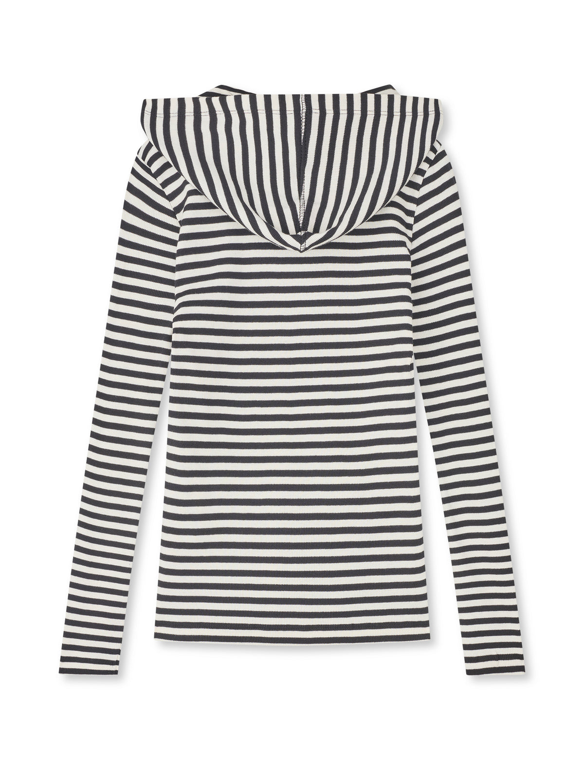2x2 Cotton Stripe Tally Hoodie, Black/Vanilla Ice