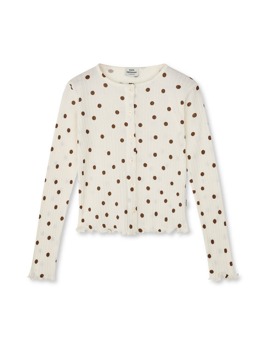 Pointelle Casandrina Cardigan AOP, Vanilla Ice/Cocoa