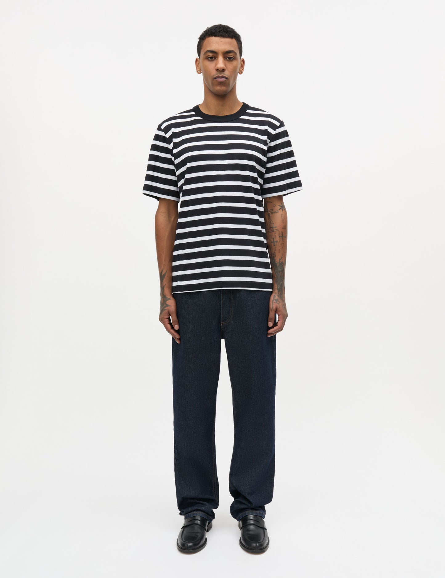 Klassik Rib Stripe Esben Tee, Black/White