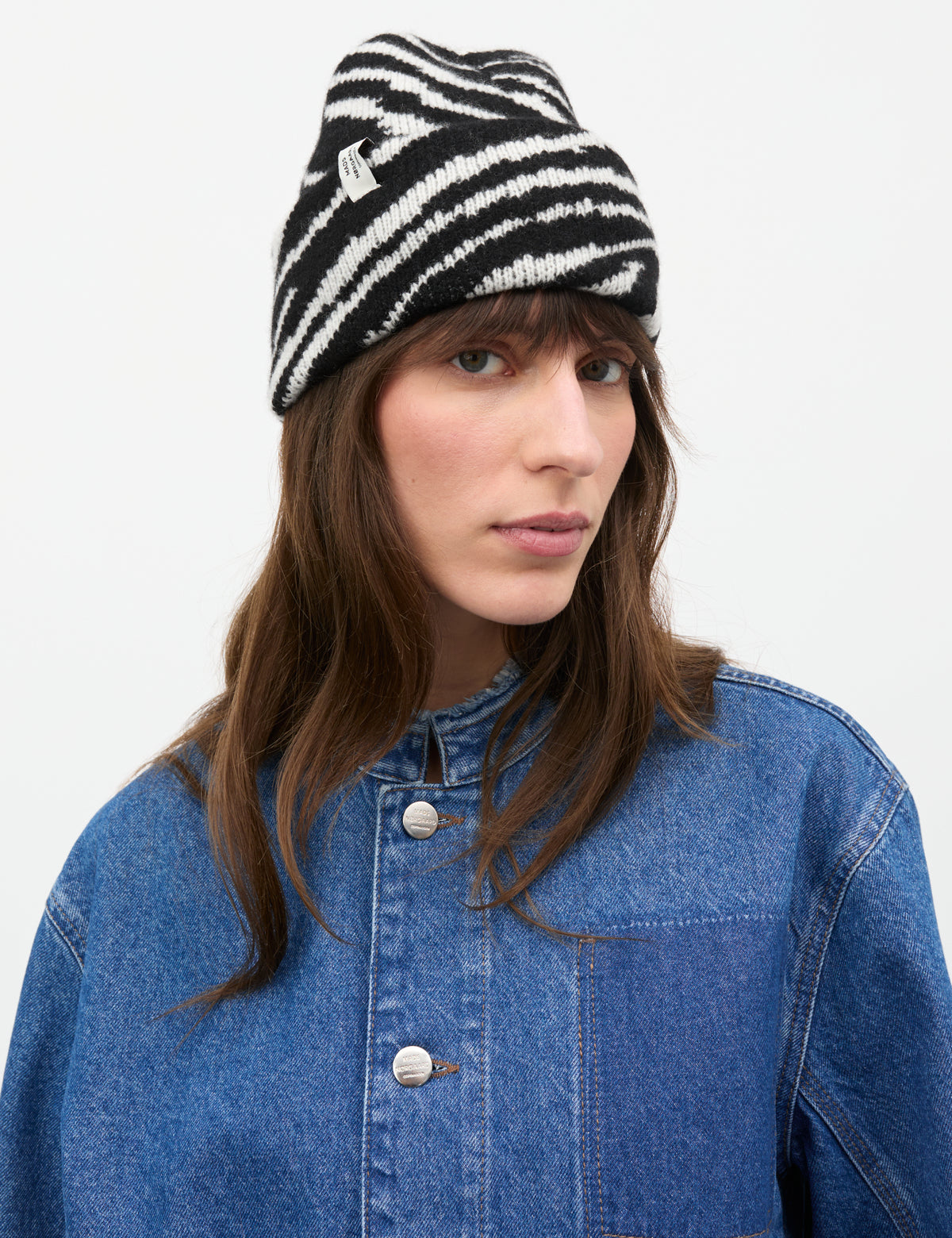 One Wool Anuska Zebra Beanie, Zebra