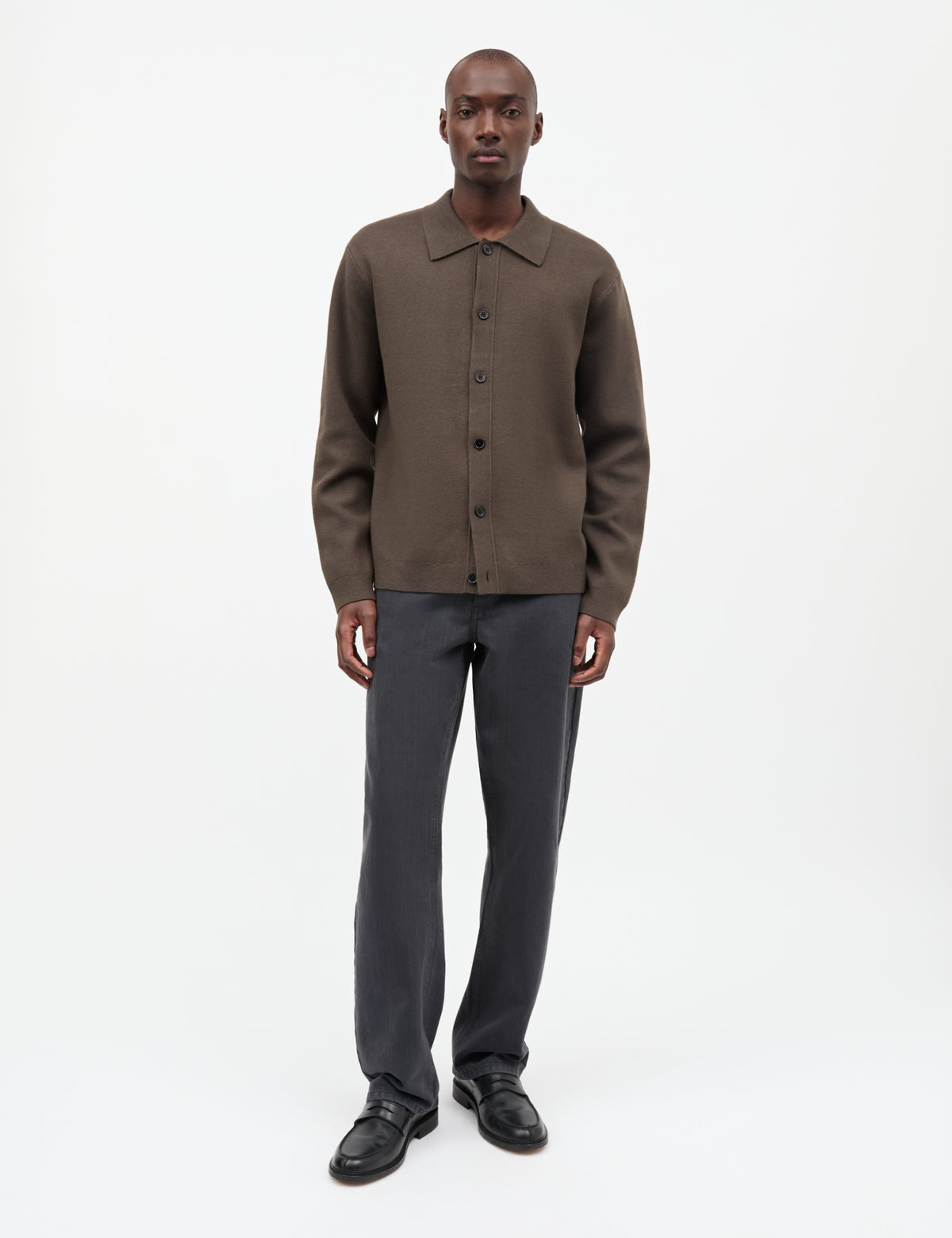 Urban Brando Polo LS Knit, Turkish Coffee