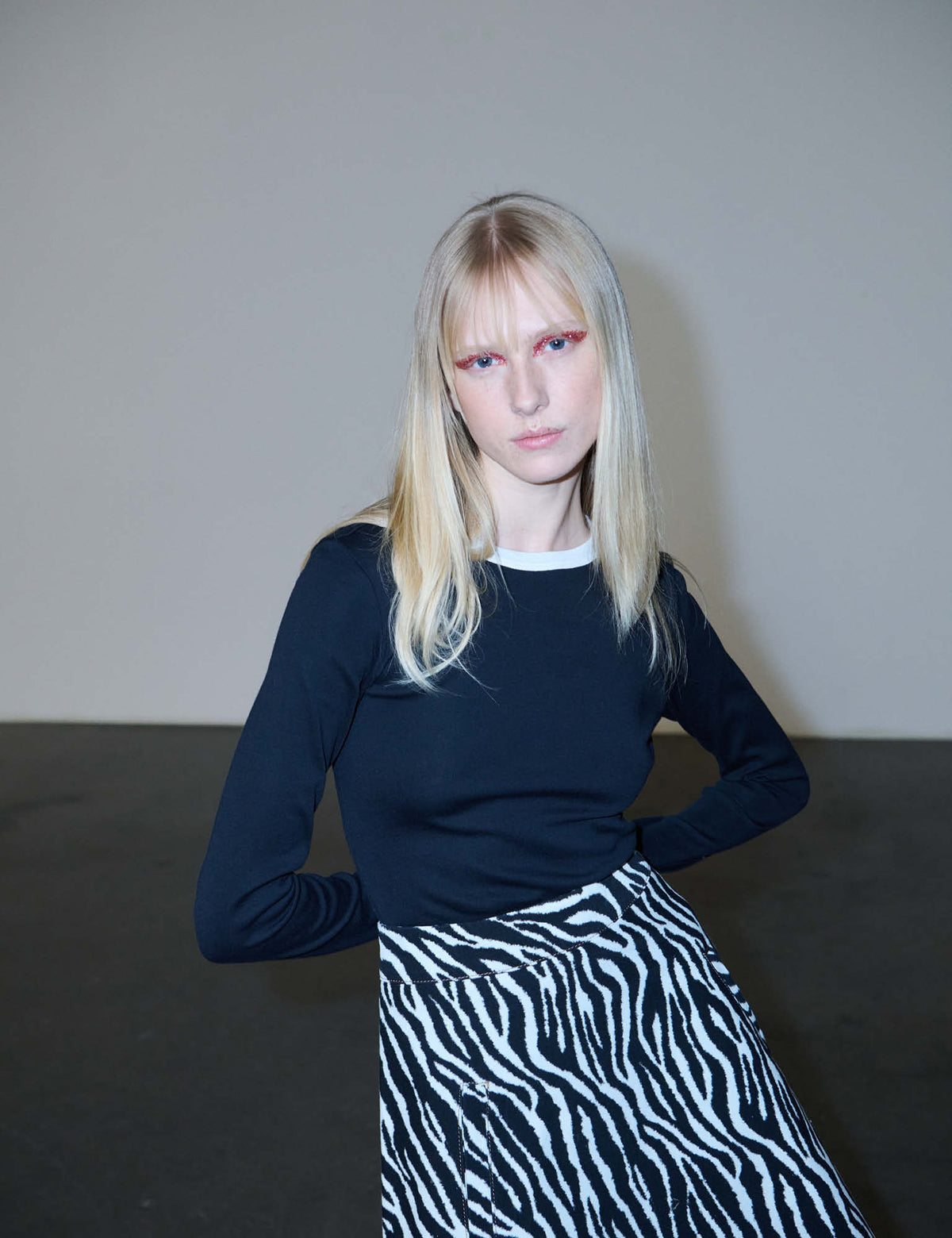 Mock Twill Stelly AOP Skirt, Zebra
