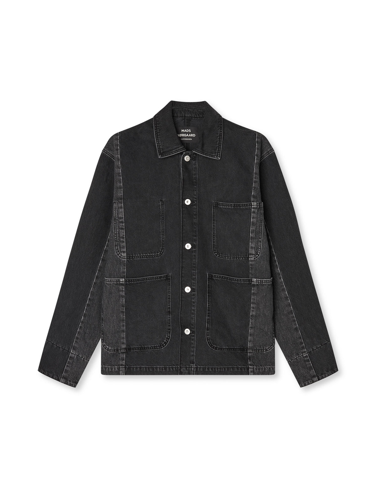 Salvo Denim Reworked Chore Jacket, Black Stone Wash