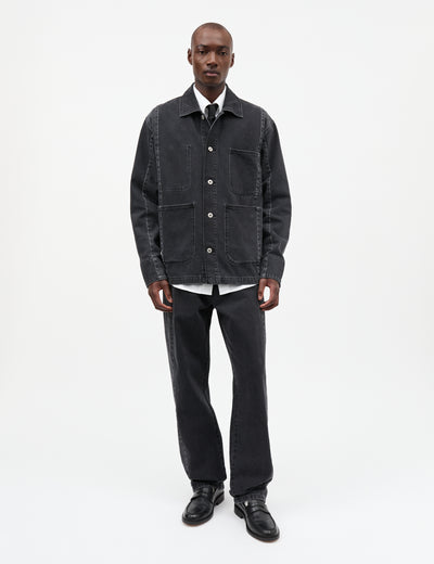 Salvo Denim Reworked Chore Jacket, Black Stone Wash