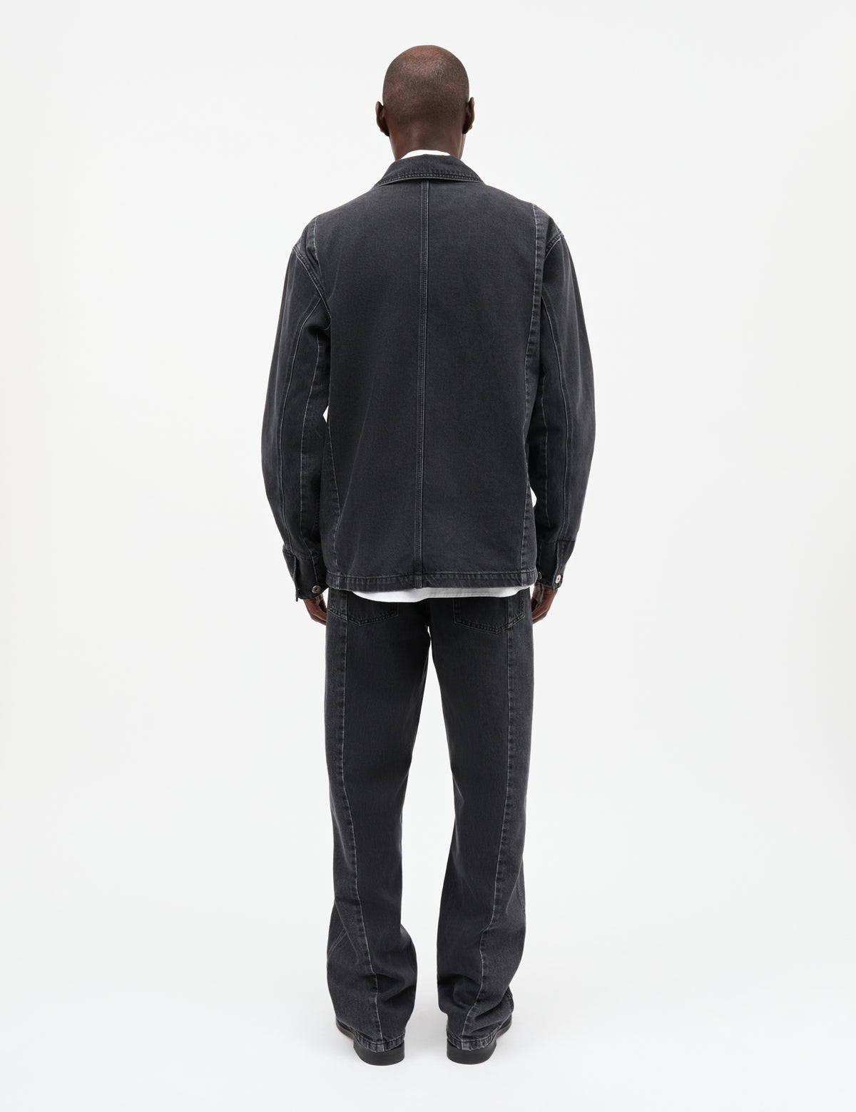 Salvo Denim Reworked Chore Jacket, Black Stone Wash