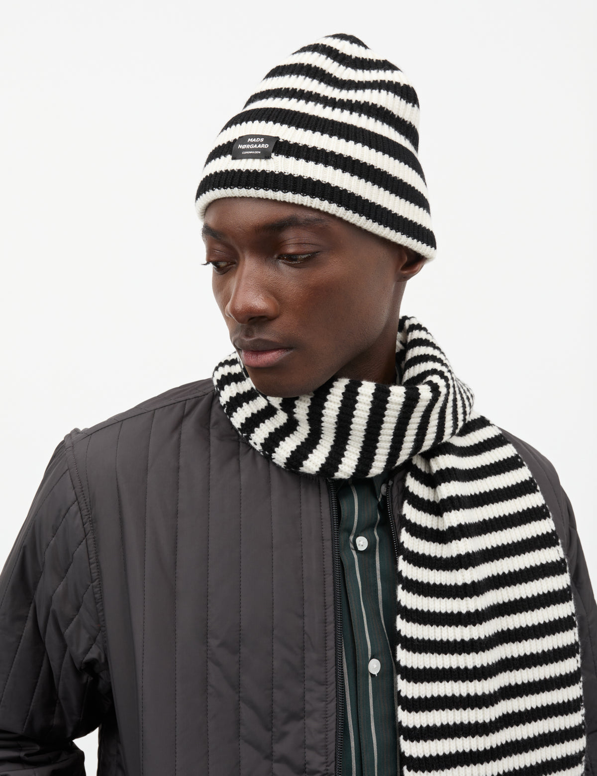One Wool Bran Beanie, Black/White