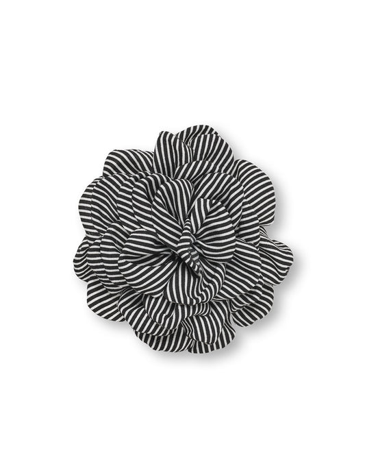 MN Rose Brooch, Stripe Black/White